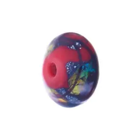 14mm Red and Black Swirls Abstract Lampwork Glass Bead (3 Pieces)