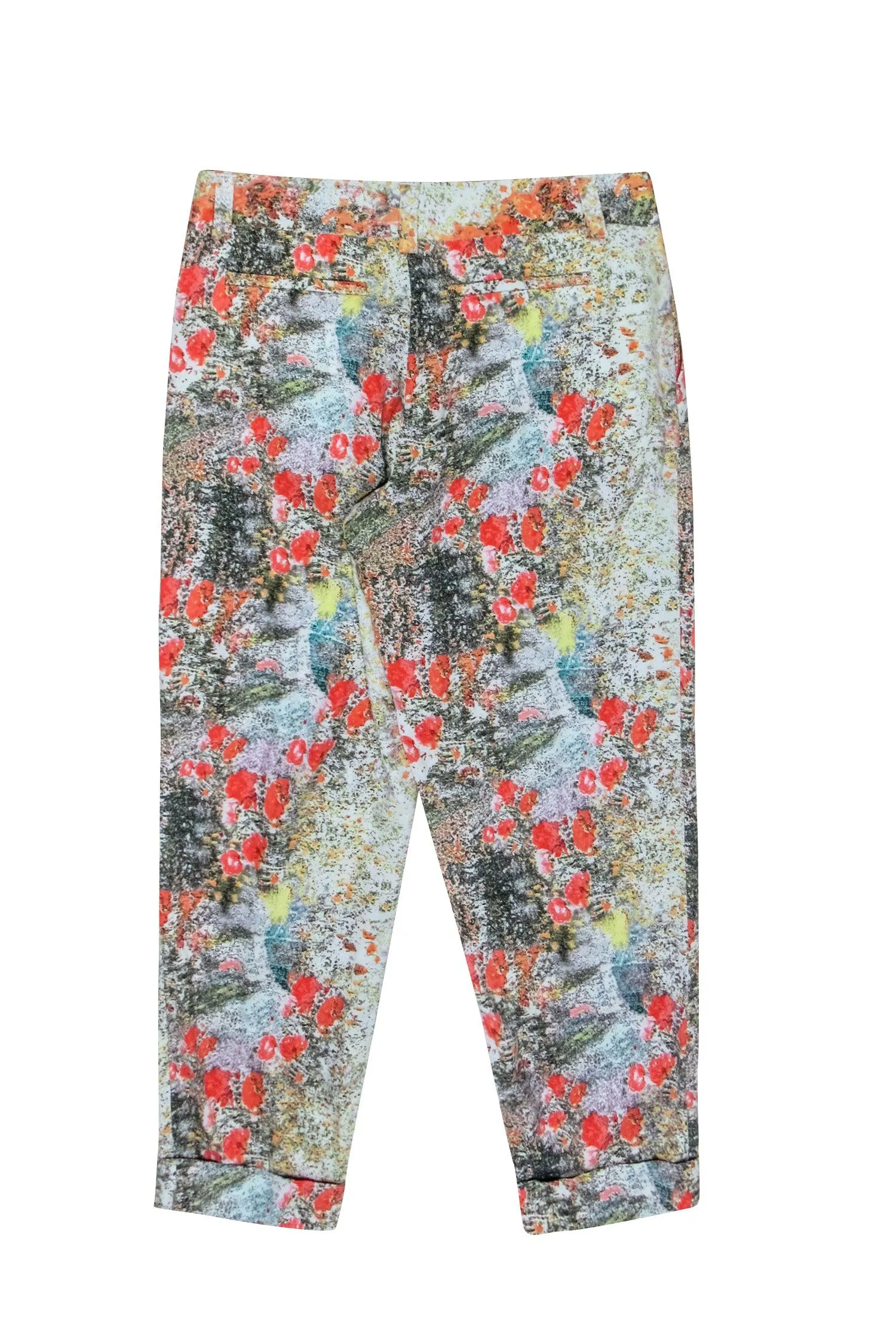 Alice & Olivia - Multi-Colored Abstract Floral Print Trousers Sz 4