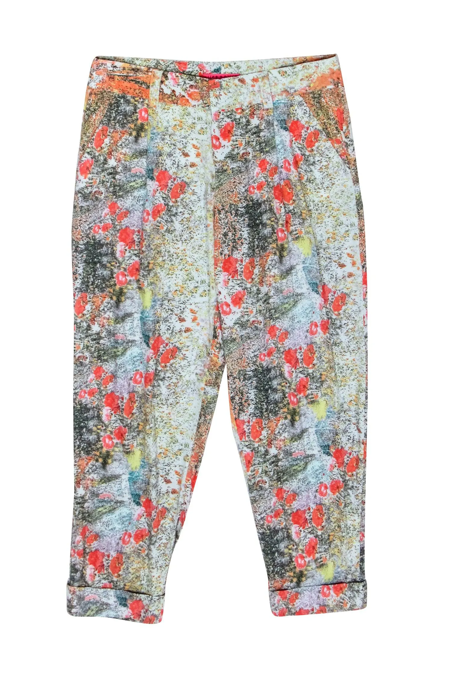 Alice & Olivia - Multi-Colored Abstract Floral Print Trousers Sz 4