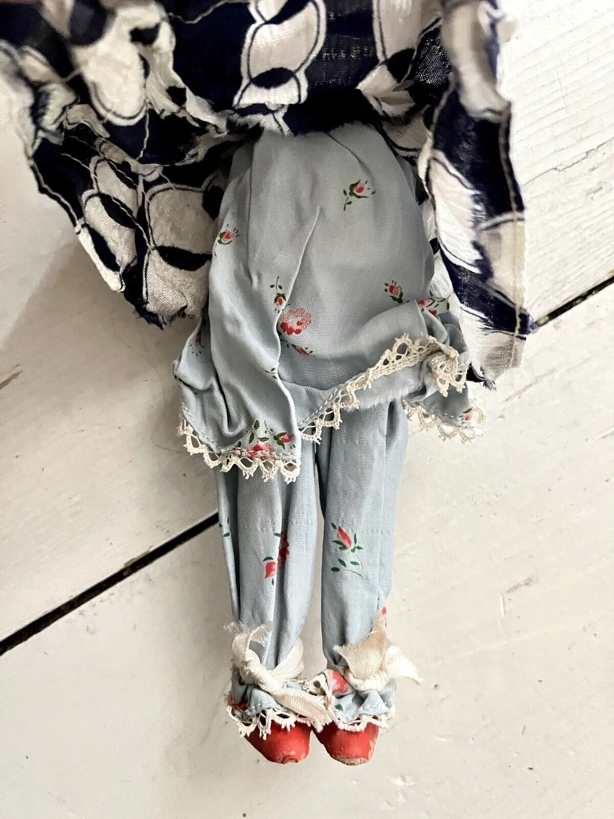 Art Deco French 3 PROMOTIONAL wood BABY DOLLS silk outfit c1930