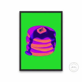Art Pancake Wall Art PRINTABLE ART, Bright Colorful Prints, Funny Food Art, Neon Lights, Breakfast Art, Neon Wall Art, Pop Culture Art