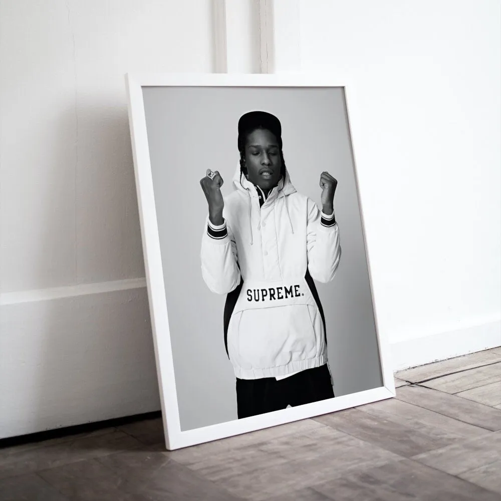 Asap Rocky Supreme Poster PRINTABLE WALL ART, Fashion Photography, Streetwear Art, Modern Wall Art, Pop Culture, Hypebeast, Black And White Photography Wall Art