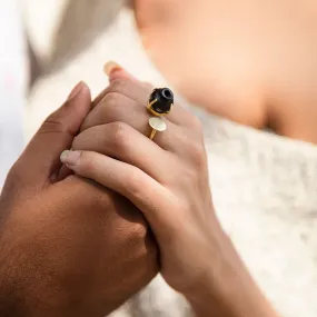 Bespoke Ring | Artistic Design | 22kt Gold Plated | Hand Crafted | Black Pottery