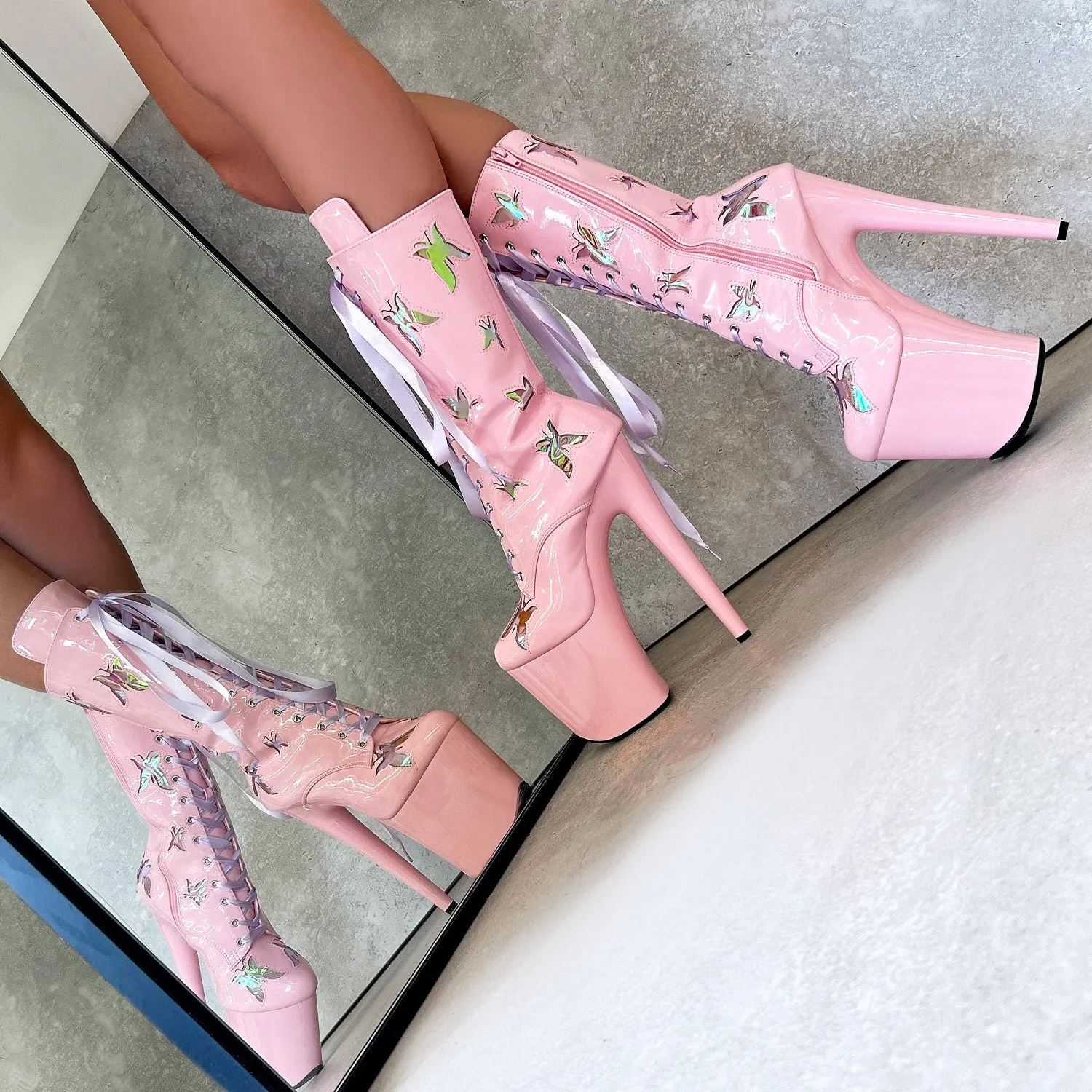 Butterfly Boot - Pink - 8 INCH