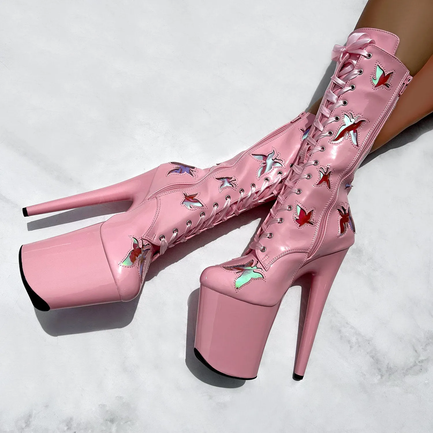 Butterfly Boot - Pink - 8 INCH