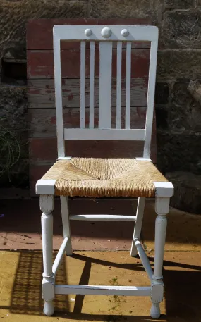 Custom Listing for Jade  Vintage rush seat chair painted in miss mustard seed milk paint Mora and 3 mismatch vintage dining chairs with bird design