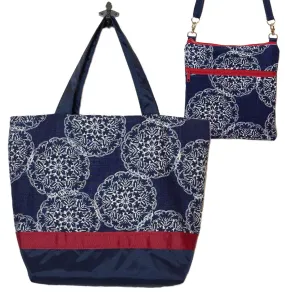 Danda in Navy | Navy Nylon with Dark Red Ribbon | Tote Bag Set