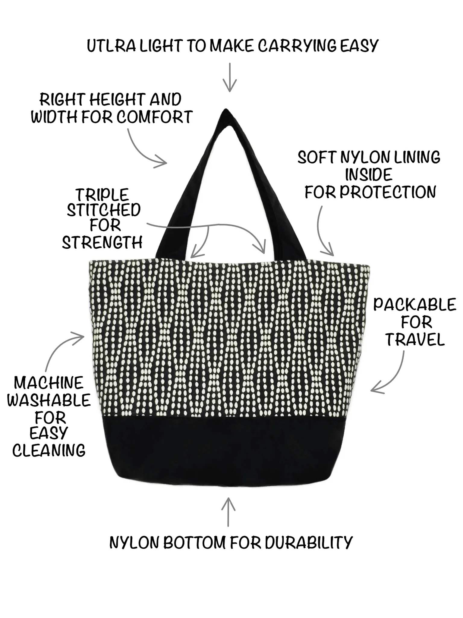 Danda in Navy | Navy Nylon with Dark Red Ribbon | Tote Bag Set
