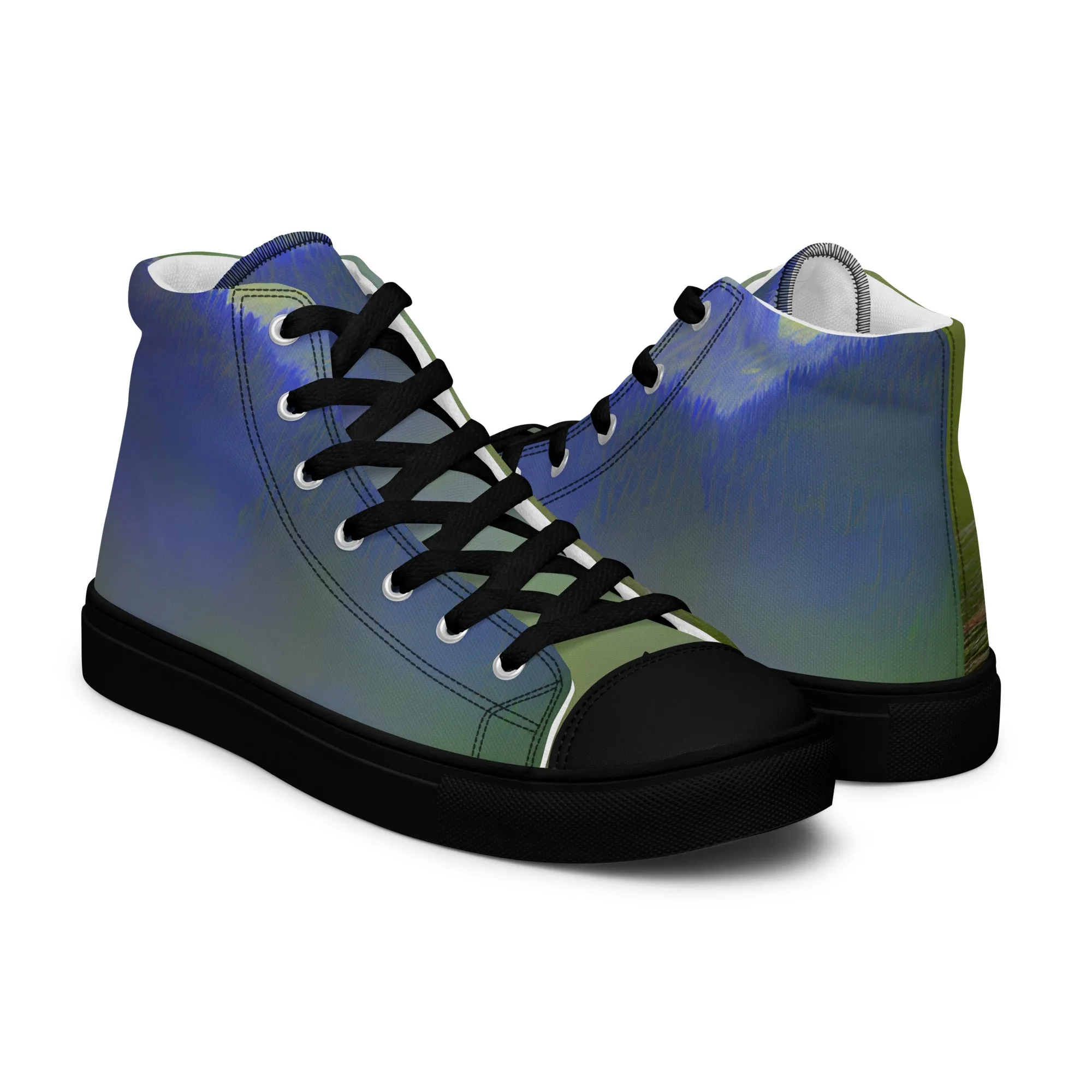 Elevate Your Style with Our Teal Abstract Men's High Top Shoes - Shop Now!