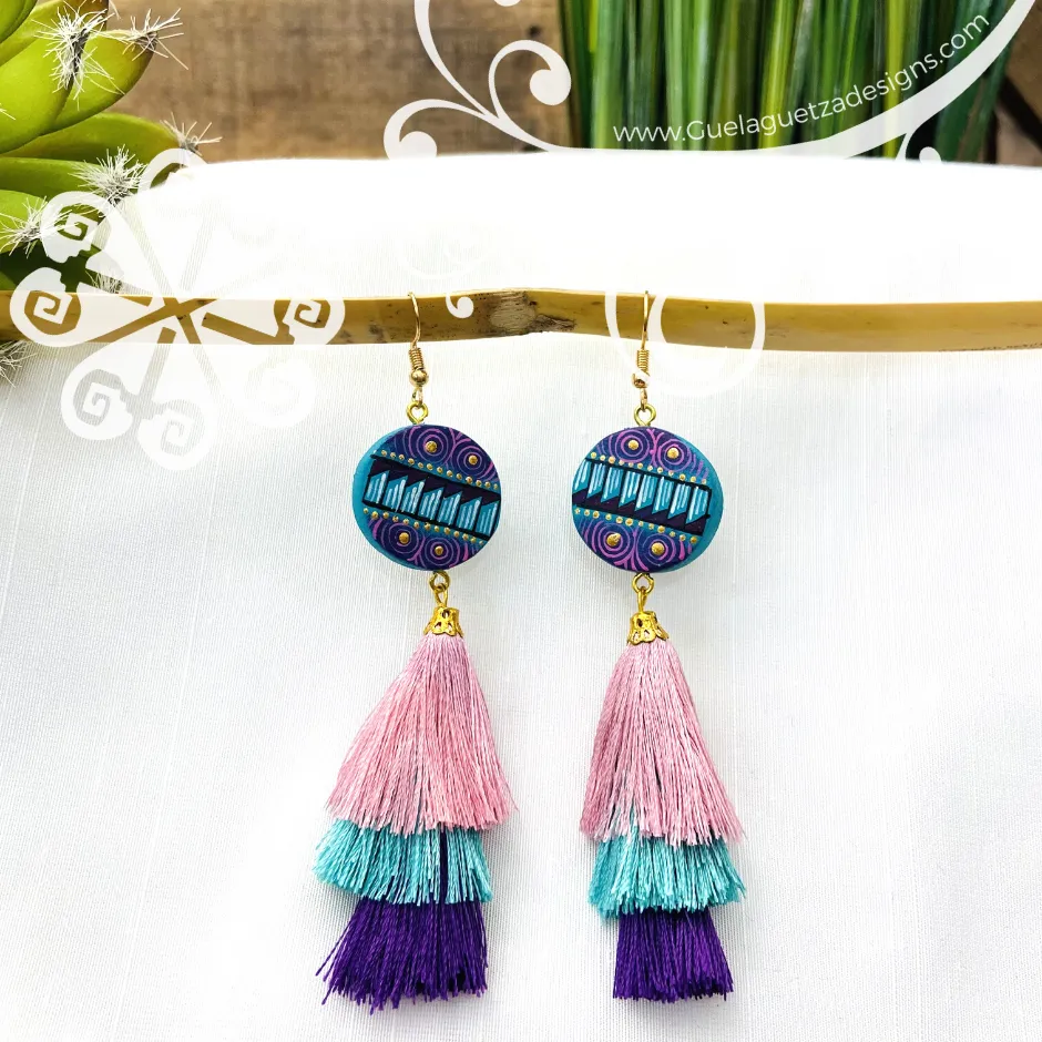 Fine Hand Painted Earrings - Circle