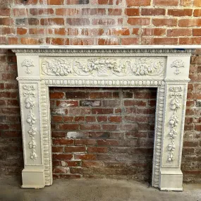 Fireplace Mantel, Wood, Ornate, Cream Color