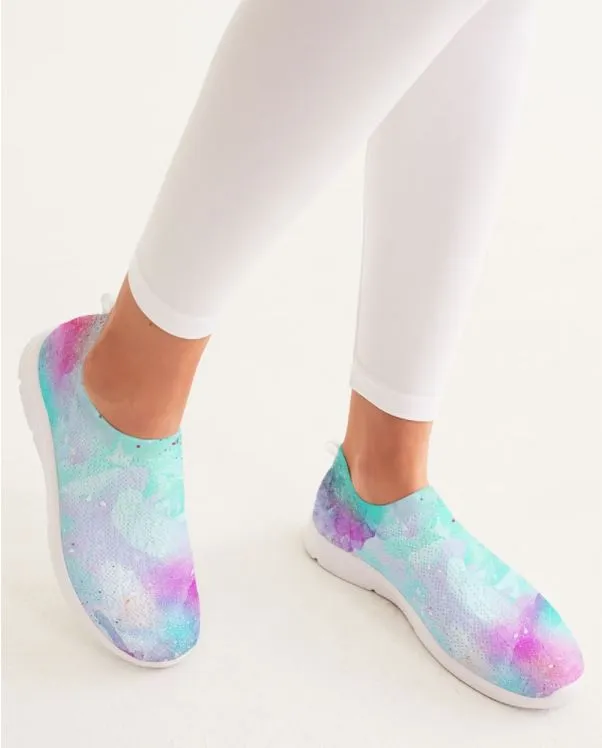 Fly-knit Slip-on Sneakers- Tie Dye Design. Casual Comfy Shoes for Women. WickedYo