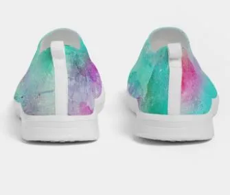 Fly-knit Slip-on Sneakers- Tie Dye Design. Casual Comfy Shoes for Women. WickedYo