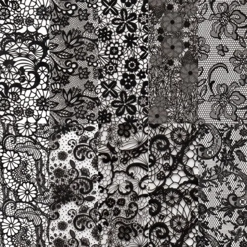 Halo Create Nail Foils Black Lace 10 Pack