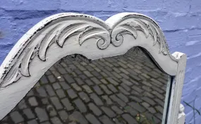Lovely carved vintage dressing table mirror hand painted in chippy miss mustard seed milk paint Farmhouse White