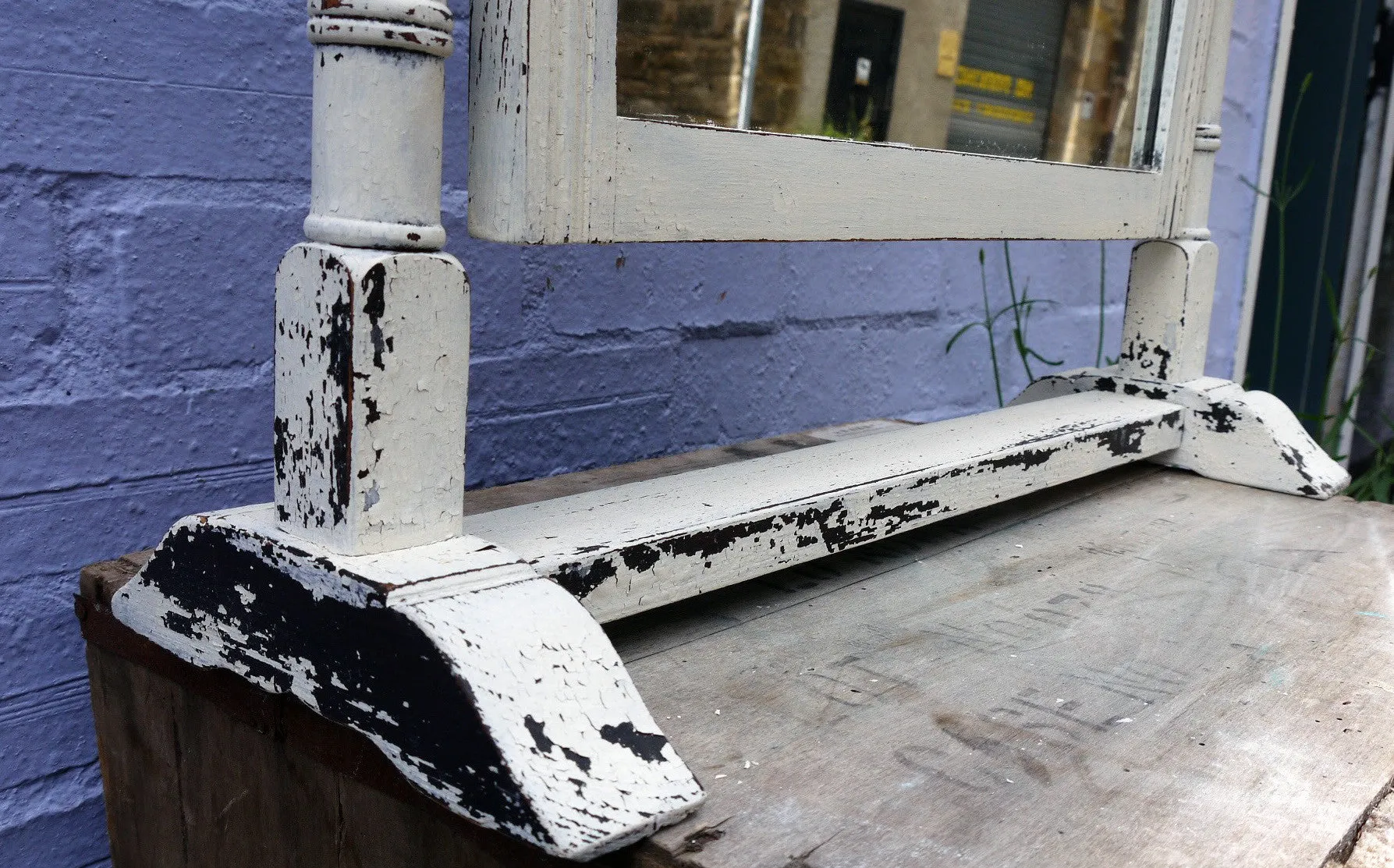 Lovely carved vintage dressing table mirror hand painted in chippy miss mustard seed milk paint Farmhouse White