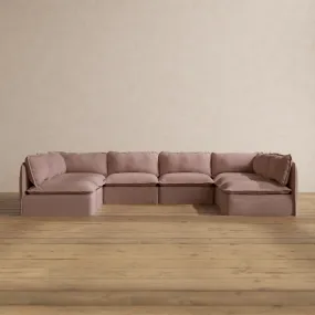 Modular Washable 8-Seater Open-Ends U-Sectional in Sakura | Deluxe  Seat | Cloud Pillow