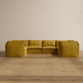 Modular Washable 8-Seater U-Sectional in Kiiro | Deluxe  Seat | Cloud Pillow