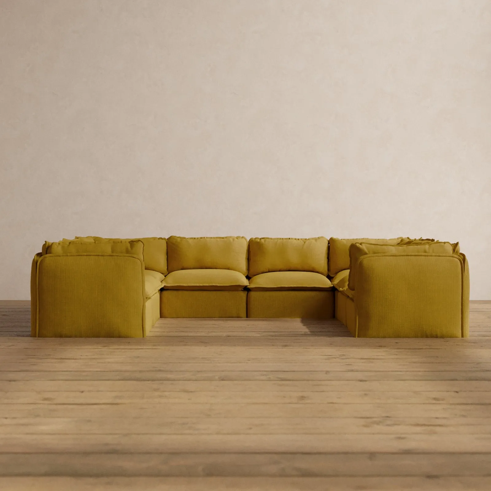 Modular Washable 8-Seater U-Sectional in Kiiro | Deluxe  Seat | Cloud Pillow