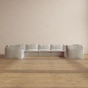 Modular Washable 9-Seater U-Sectional in Coco | Deluxe  Seat | Cloud Pillow