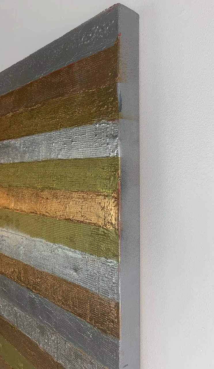 Original Art on Canvas, Acrylic, Metalic Stripes