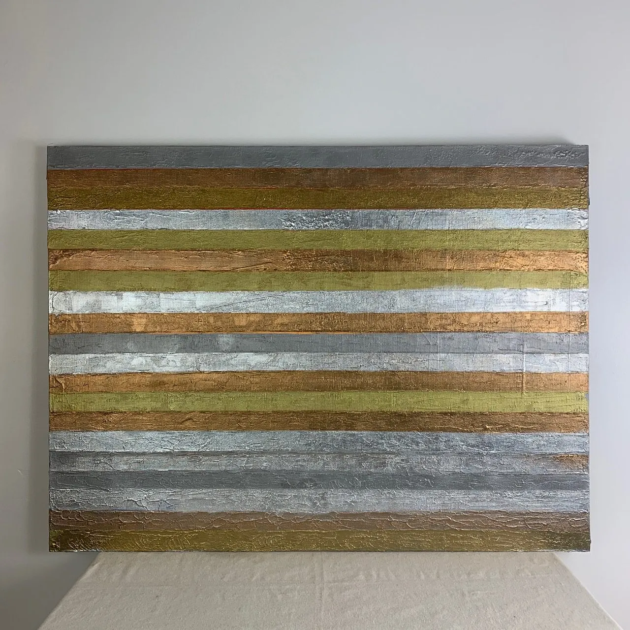 Original Art on Canvas, Acrylic, Metalic Stripes