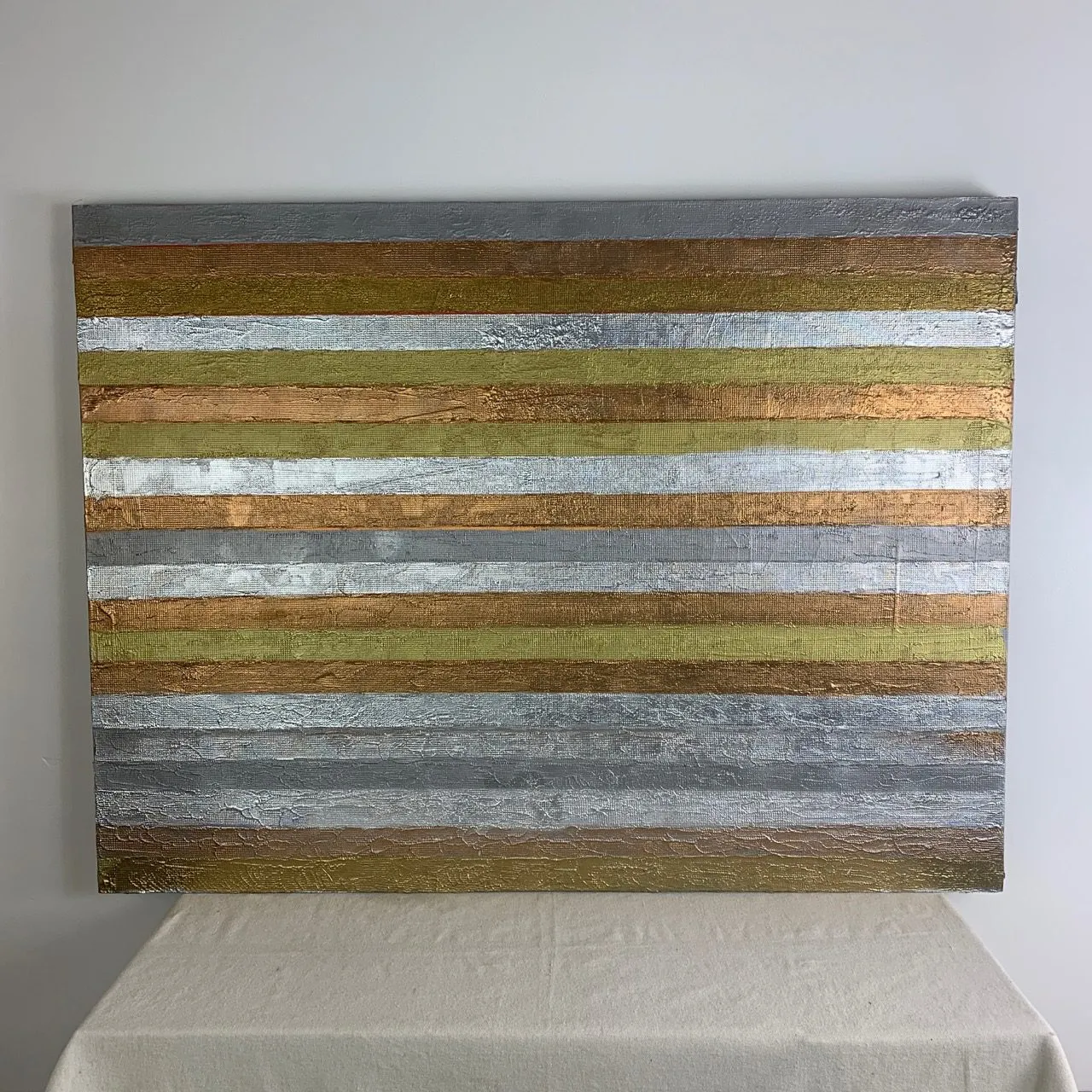Original Art on Canvas, Acrylic, Metalic Stripes