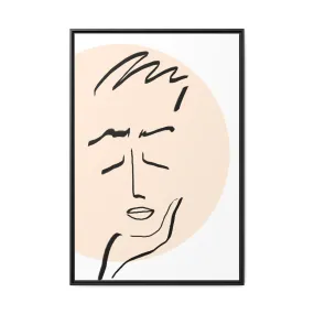 "Face" Sketch Framed Canvas Art – Multi-Color Decor for Modern Spaces