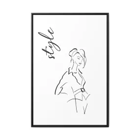 "Style" Sketch Framed Canvas Art – Multi-Color Decor for Modern Spaces