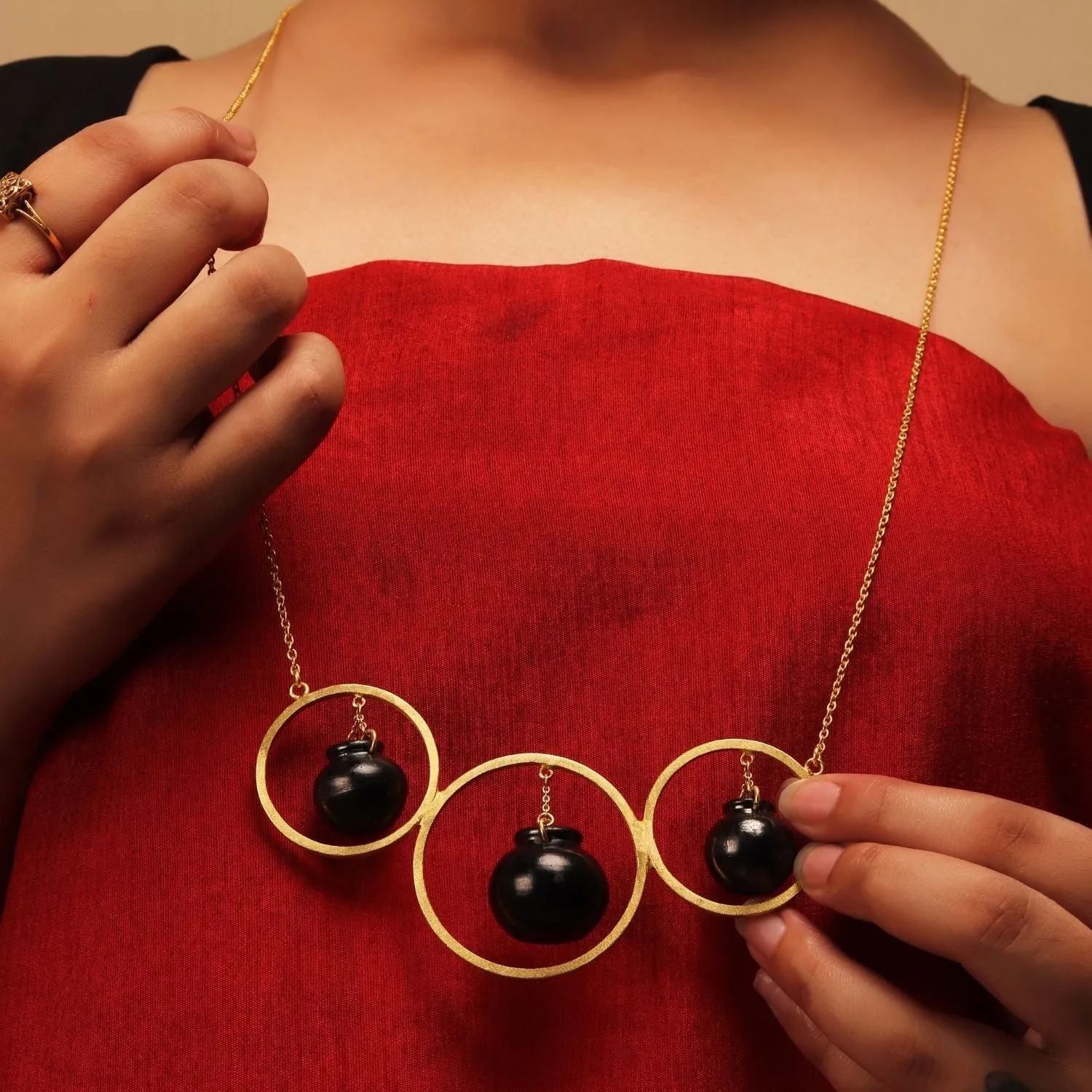 Ring  Necklace | 22kt Gold Plated | Artistic | Unique Handi Design | Hand Crafted