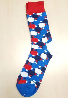 SF132 Blue Red White Abstract Design Socks