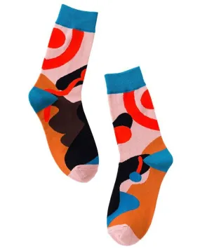 SF805 Peach Abstract Design Socks