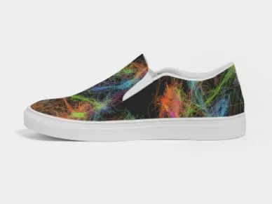 Slip-on Sneakers Shoes for Girls-Neon Art Design. Canvas Shoes for Women. WickedYo