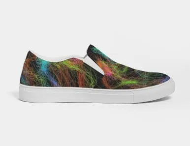 Slip-on Sneakers Shoes for Girls-Neon Art Design. Canvas Shoes for Women. WickedYo