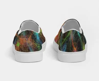 Slip-on Sneakers Shoes for Girls-Neon Art Design. Canvas Shoes for Women. WickedYo