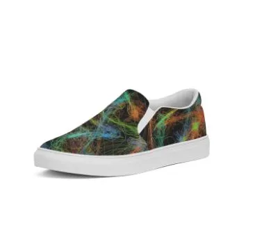 Slip-on Sneakers Shoes for Girls-Neon Art Design. Canvas Shoes for Women. WickedYo