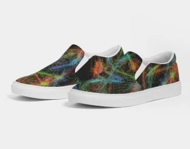 Slip-on Sneakers Shoes for Girls-Neon Art Design. Canvas Shoes for Women. WickedYo