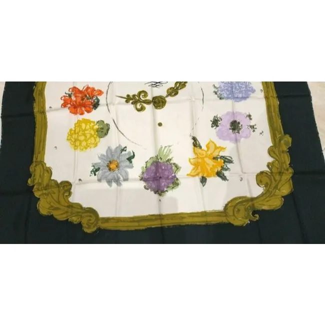 SOLD- Dior Multi Color Floral Clock Christian Dior Scarf