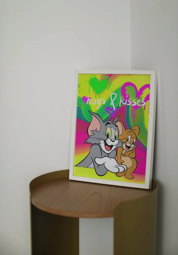 Tom And Jerry Hugs & Kisses Poster PRINTABLE WALL ART, Neon Pop Art, Graffiti Wall Art, Urban Art Print, Hypebeast
