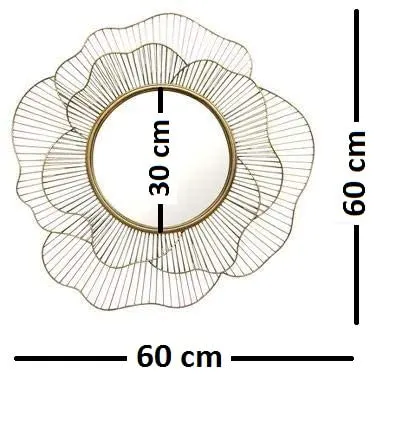 Urban Hamlet Iron Decorative Mirror Wall Mounted Hanging Mirror Sculpture Metal Golden Rose Design Modern Art Mirror for Home Decor (Artistic, Framed)