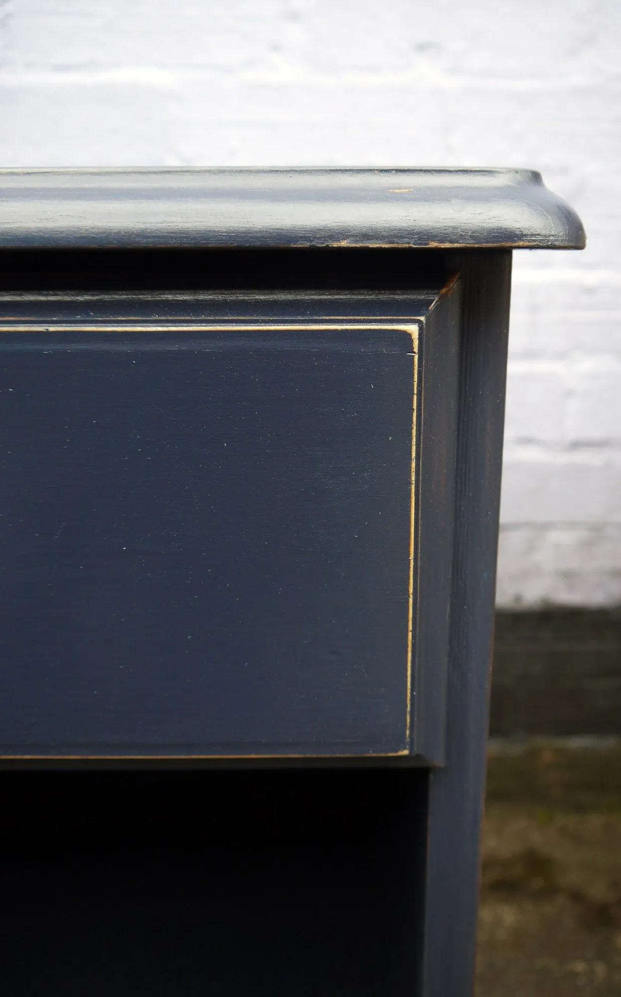 Vintage bedside cabinet hand painted in Fusion Mineral Paint Midnight Blue