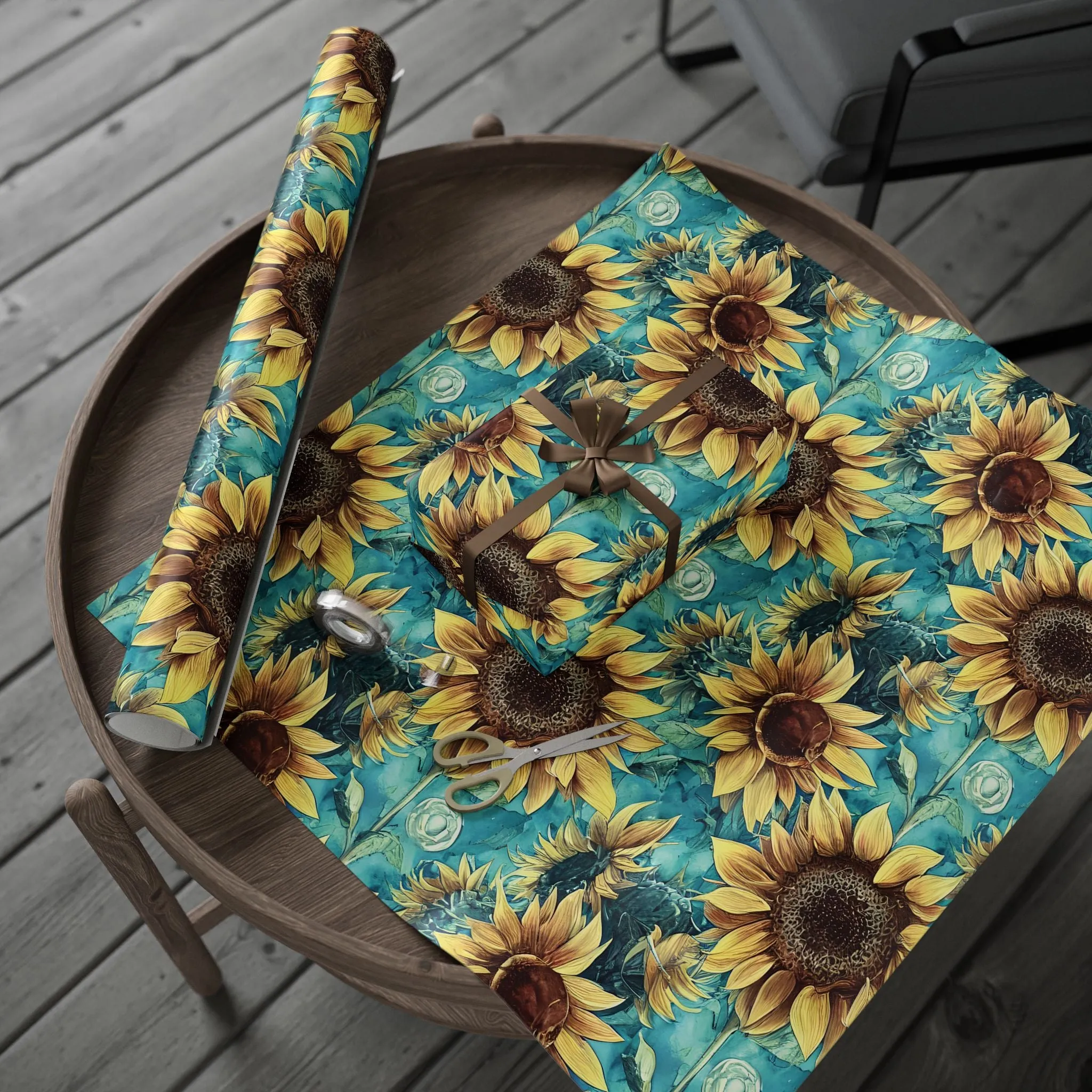 Watercolor Sunflower Custom Wrapping Paper | New Arrival | Personalized Floral Gift Wrap for Birthdays, Weddings & Special Occasions