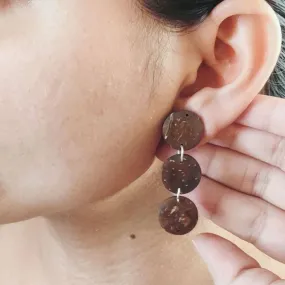 Women Earrings | Coconut Shell Round Long Dangler | Smart and Artistic Design