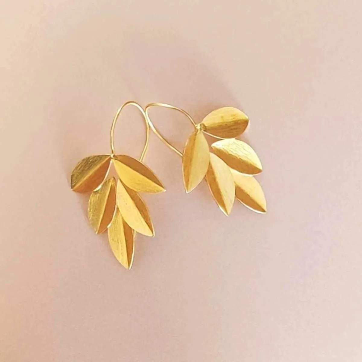 Women Earrings | Hand Crafted | Gold Plated Brass | Artistic Leaves Design