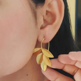 Women Earrings | Hand Crafted | Gold Plated Brass | Artistic Leaves Design
