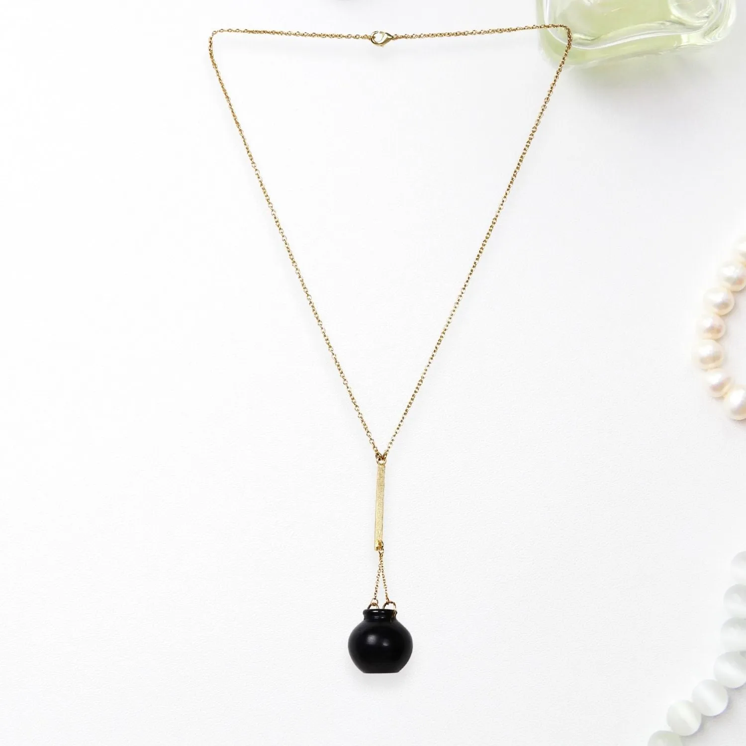 Women Neckpiece | Black Pottery Craft | Artistic | Brass And Clay | Elegant Design